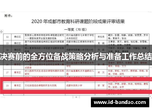决赛前的全方位备战策略分析与准备工作总结